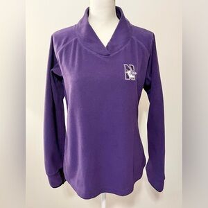 Northwestern University Fleece Mock Neck Pullover Top Wildcat Logo. Purple Sz L
